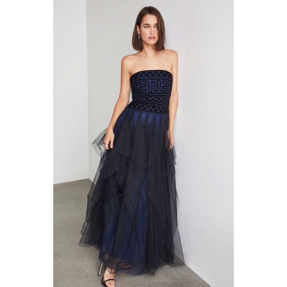 BGBG Strapless Embroidered Lace Gown
